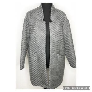 Capsule Your Ultimate Wardrobe Staples gray wool blend open front jacket size 14